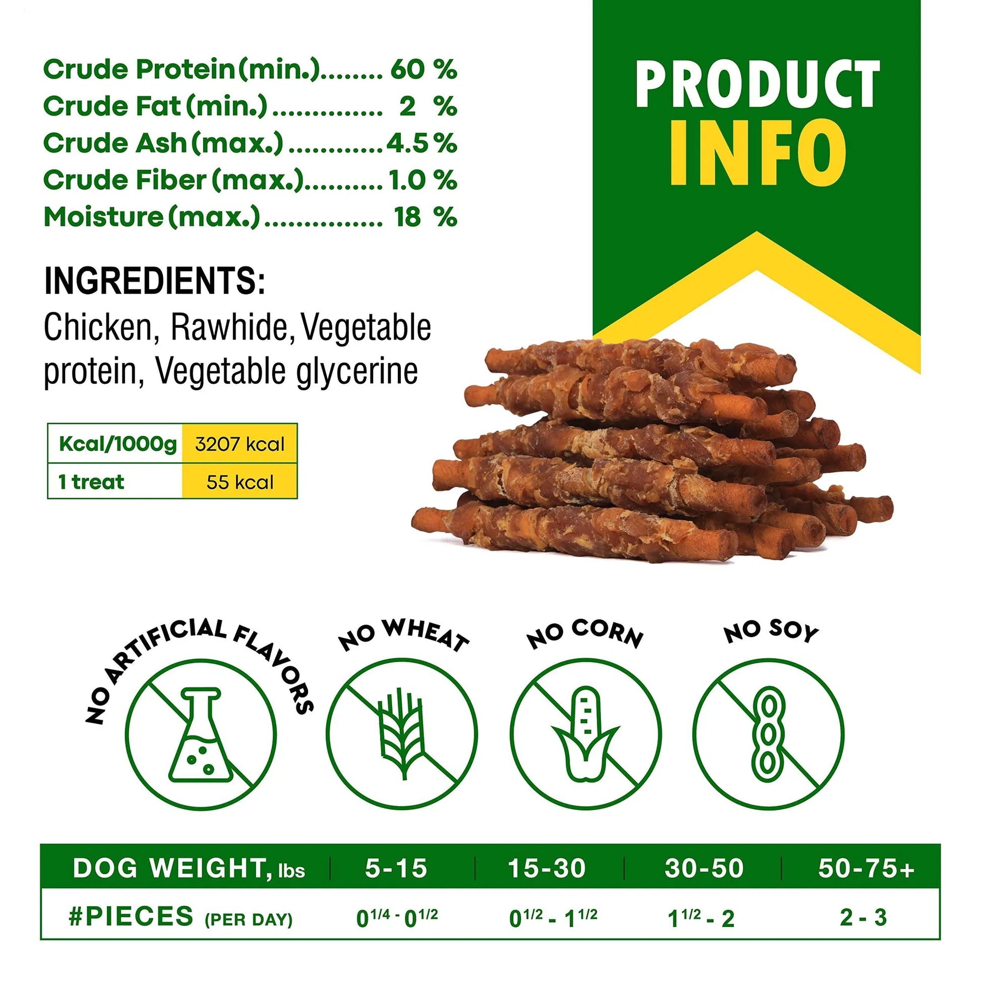 KFX-3763645 Natural Chicken-Wrapped Rawhide Chews for Dogs - Grain-Free, Healthy Treats for Dental Care and Training