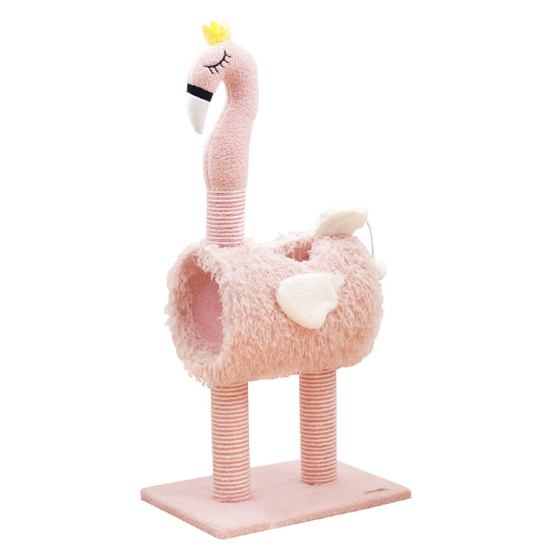 KFX-3763773 Sisal Cat Climbing Frame with Cat Nest for Scratching and Play - Cute Design in White and Pink