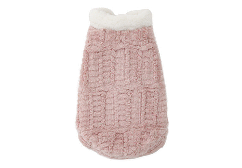 KFX-3764157 Warm Plush Vest for Cats and Dogs - Available in Rabbit Fur Coat Pink and Yellow, Multiple Sizes