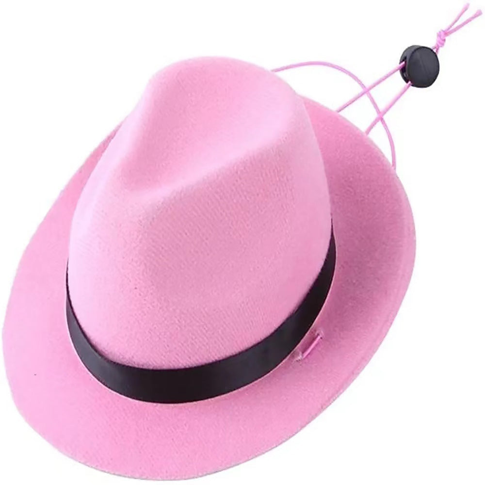 KFX-3765565 Sun-Proof Mini Pet Hat in Pink, Black, Brown, and Red - Woolen/Felt, Suitable for All Seasons and Holidays