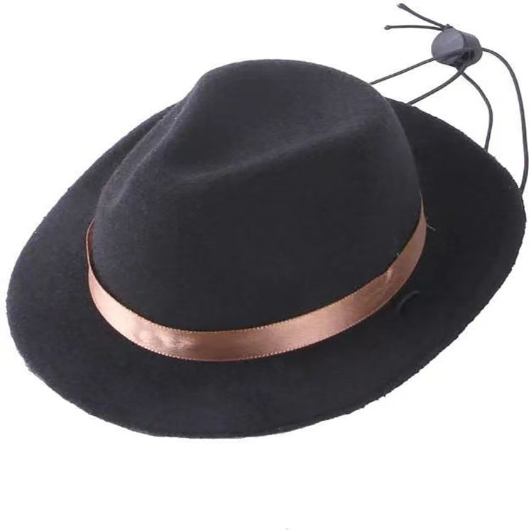 KFX-3765565 Sun-Proof Mini Pet Hat in Pink, Black, Brown, and Red - Woolen/Felt, Suitable for All Seasons and Holidays