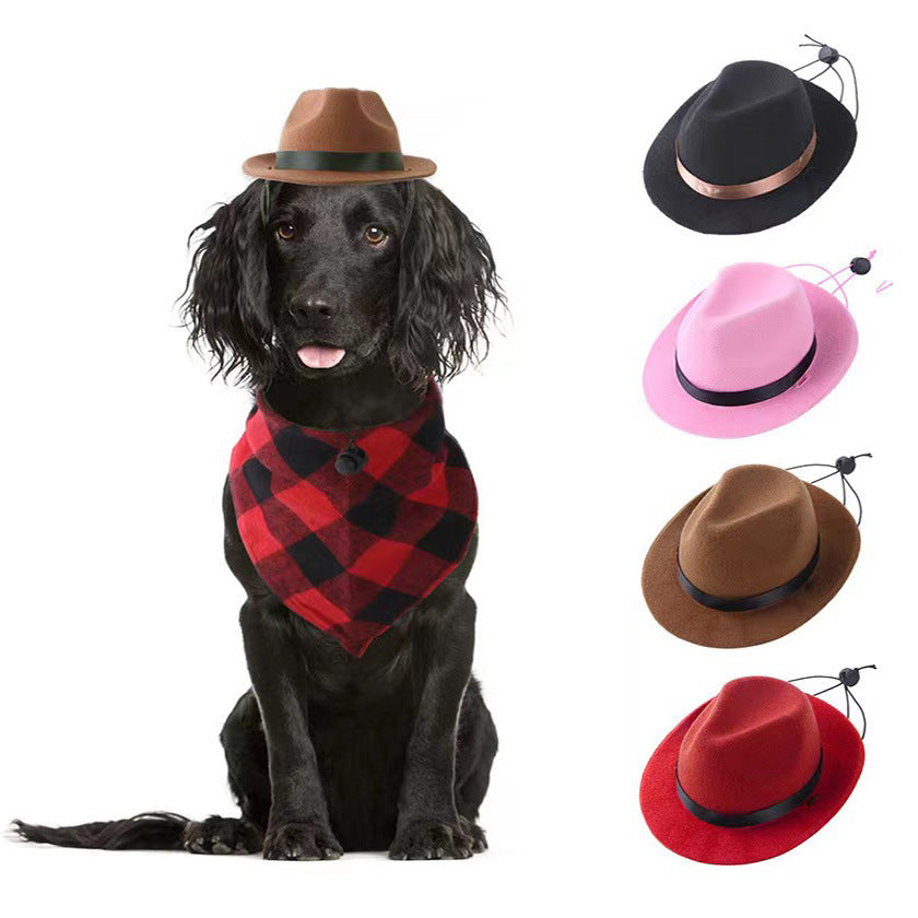 KFX-3765565 Sun-Proof Mini Pet Hat in Pink, Black, Brown, and Red - Woolen/Felt, Suitable for All Seasons and Holidays