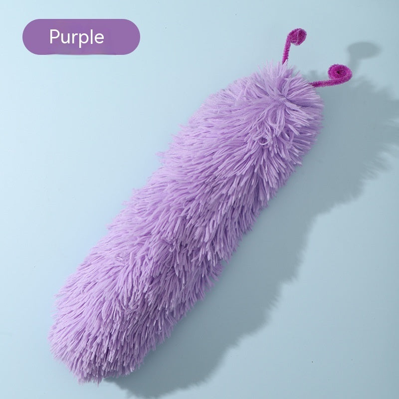 KFX-3766205 Plush Caterpillar Cat Toy for Stress Relief, Bite-Resistant, 36cm in Rubber Pink, Beige, Grass, Cement Gray, Noble Purple