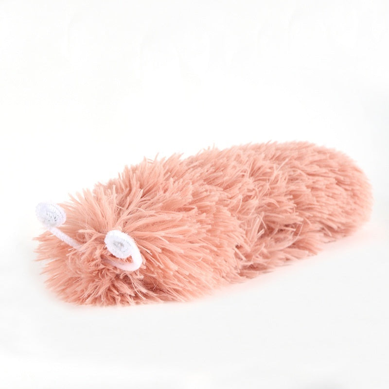KFX-3766205 Plush Caterpillar Cat Toy for Stress Relief, Bite-Resistant, 36cm in Rubber Pink, Beige, Grass, Cement Gray, Noble Purple