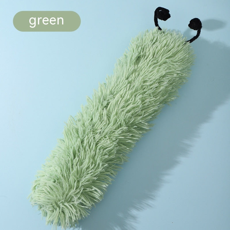 KFX-3766205 Plush Caterpillar Cat Toy for Stress Relief, Bite-Resistant, 36cm in Rubber Pink, Beige, Grass, Cement Gray, Noble Purple
