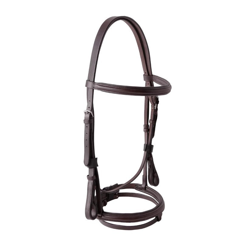 KFX-3767357 Cowhide Hose Reins for Equestrian Activities - Black and Dark Brown, Sizes S to XL