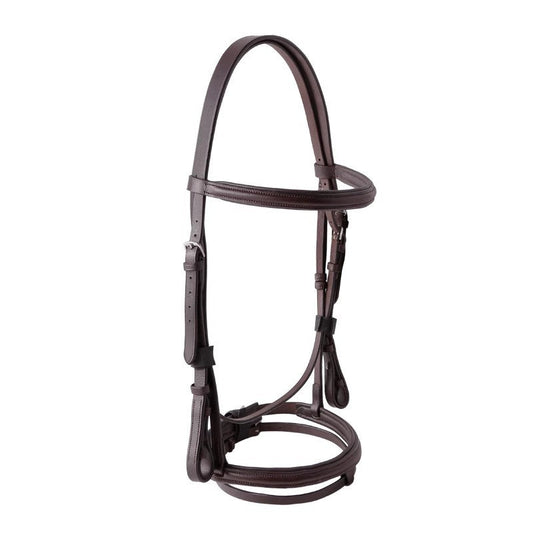KFX-3767357 Cowhide Hose Reins for Equestrian Activities - Black and Dark Brown, Sizes S to XL