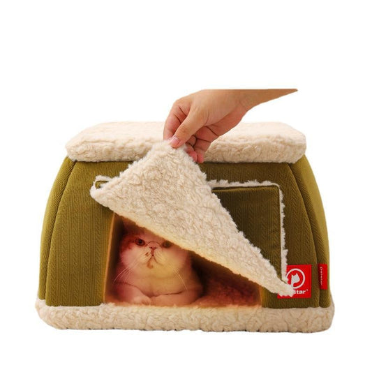 KFX-3767613 Winter Thermal Cat House with Electric Heating Pad for Small Dogs and Kittens