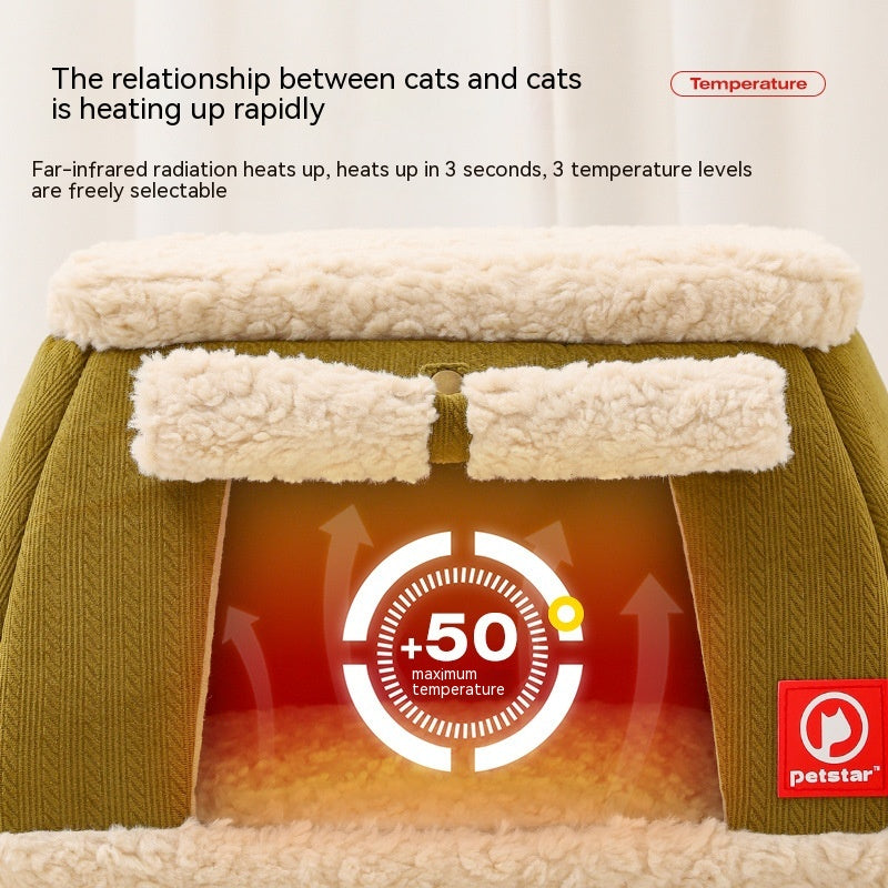 KFX-3767613 Winter Thermal Cat House with Electric Heating Pad for Small Dogs and Kittens