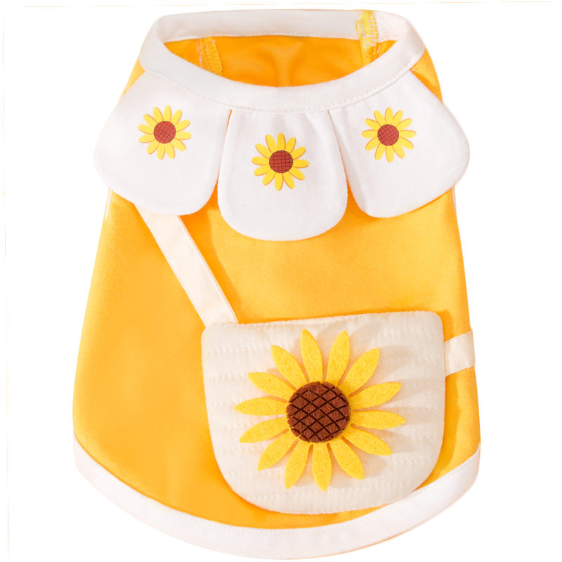 KFX-3767741 Cute Cotton Small Satchel Vest for Cats - Available in Pink, Blue, Yellow Sunflower Designs