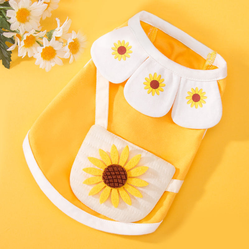 KFX-3767741 Cute Cotton Small Satchel Vest for Cats - Available in Pink, Blue, Yellow Sunflower Designs