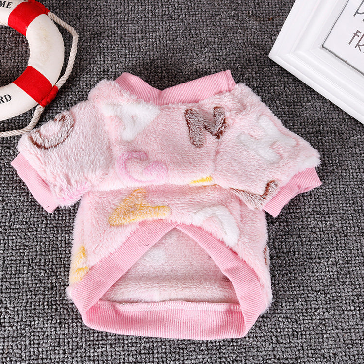 KFX-3768637 Soft Flannel Fleece Pajamas for Small Dogs - Chihuahua, Yorkie & Pug Winter Clothing in Pink & Light Blue, Sizes S, M, L
