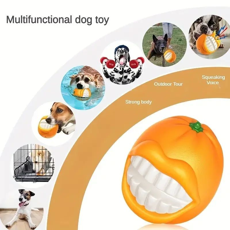 KFX-3771965 Interactive Sound-Activated Dog Toothbrush Ball Toy for Dental Care and Playtime