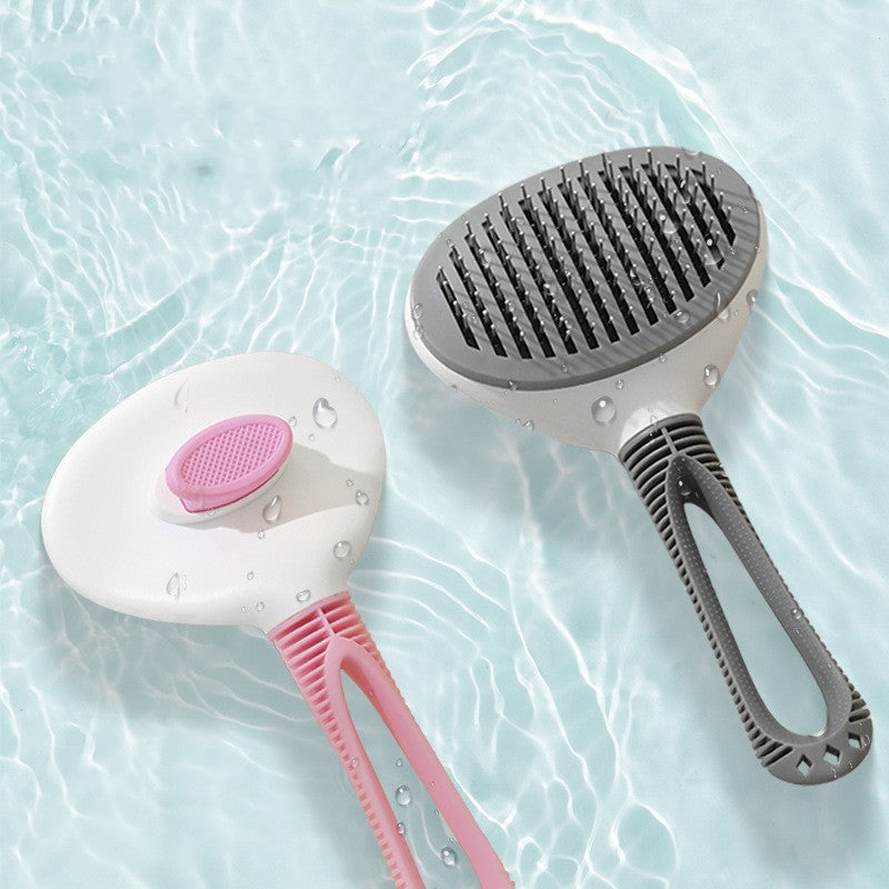 KFX-3774909 Pet Hair Removal Comb in Blue, Pink, and Gray - ABS and TPR Steel Needle Design, 10x3x19cm