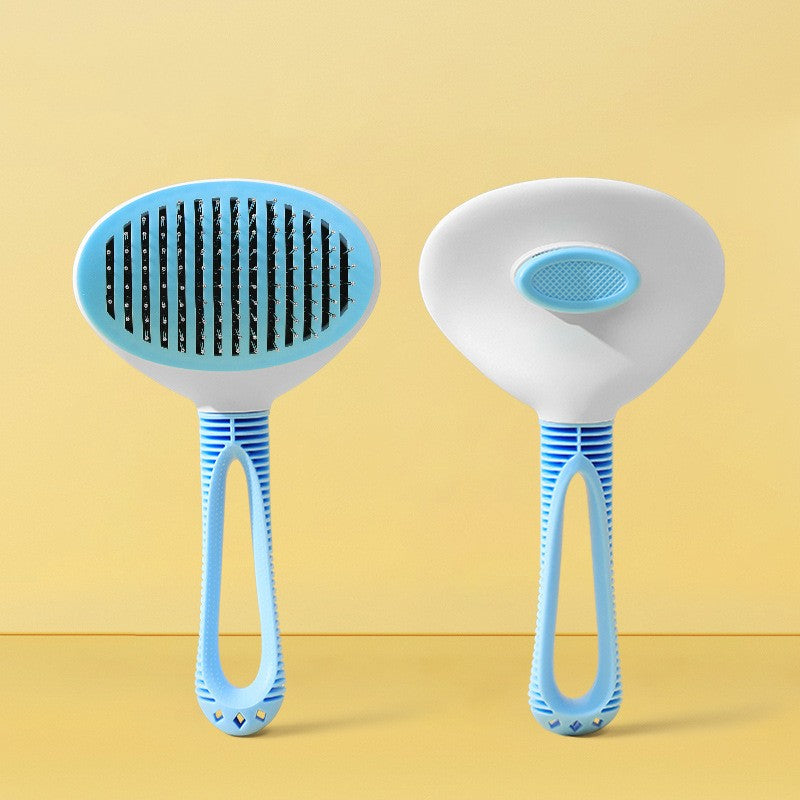 KFX-3774909 Pet Hair Removal Comb in Blue, Pink, and Gray - ABS and TPR Steel Needle Design, 10x3x19cm