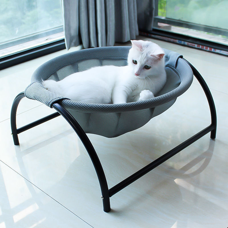 KFX-3776573 Free-Standing Cat Hammock Bed with Detachable Design, Excellent Breathability, Easy Assembly, Machine Washable