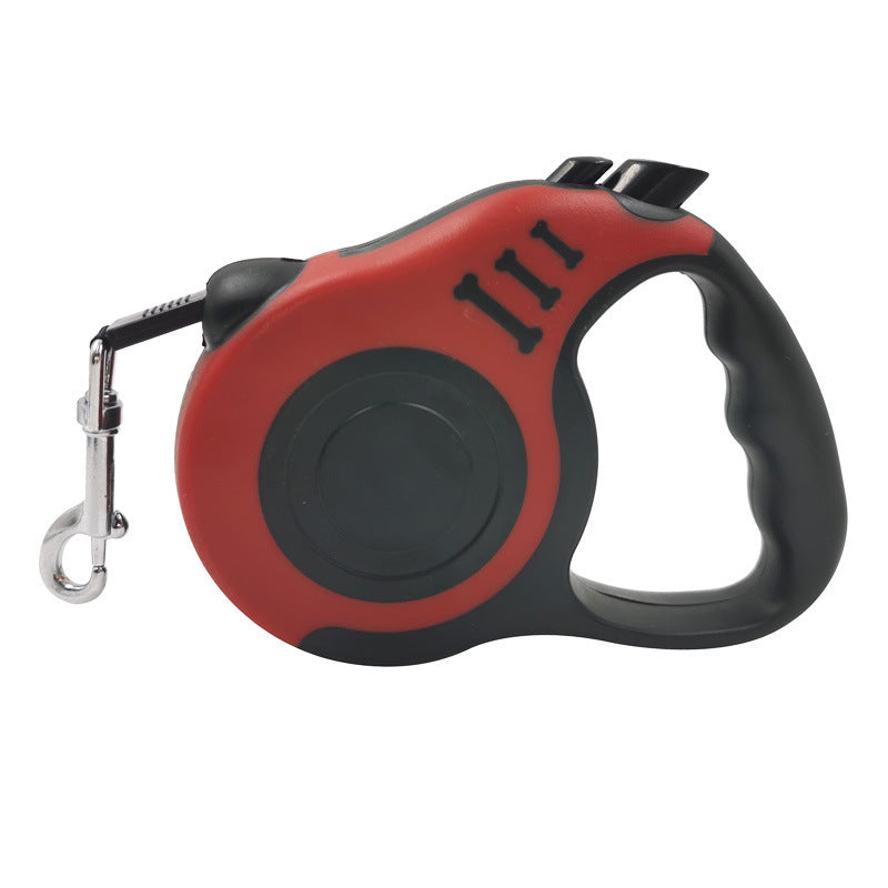 KFX-3778877 Retractable Dog Leash with Bone Print Design - Plastic & Nylon, 3M and 5M Length Options