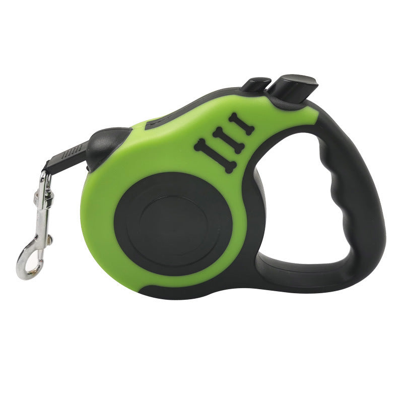 KFX-3778877 Retractable Dog Leash with Bone Print Design - Plastic & Nylon, 3M and 5M Length Options