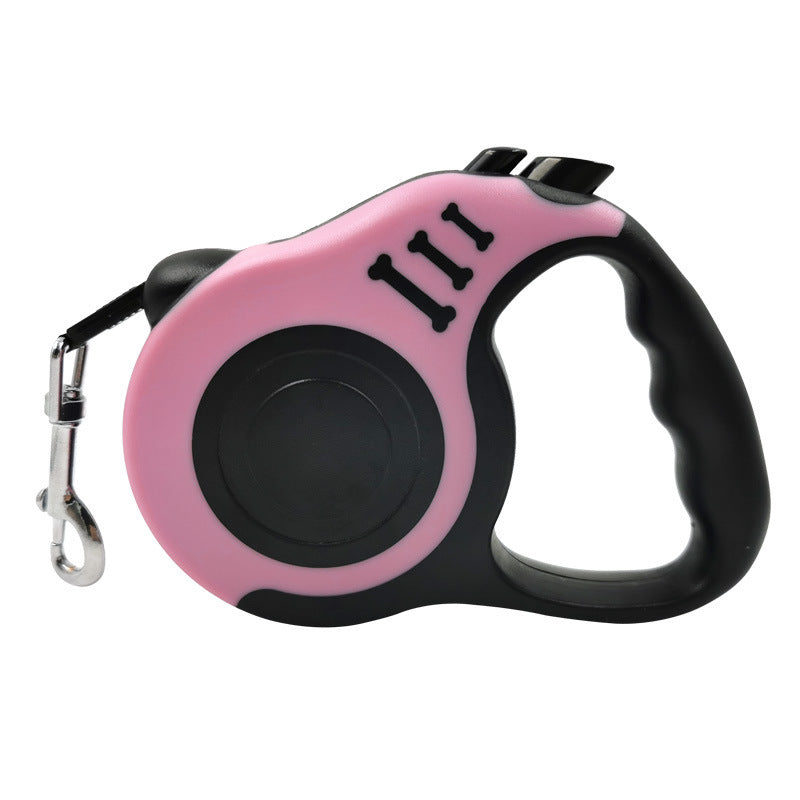 KFX-3778877 Retractable Dog Leash with Bone Print Design - Plastic & Nylon, 3M and 5M Length Options