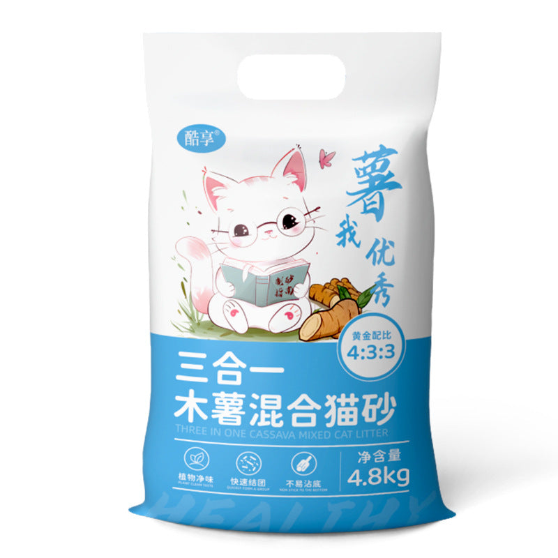 KFX-3780541 10kg Mixed Bitter Cassava Cat Litter - Dust-Free Tofu Bentonite for Odor Control