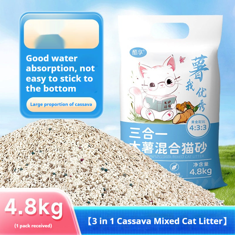 KFX-3780541 10kg Mixed Bitter Cassava Cat Litter - Dust-Free Tofu Bentonite for Odor Control