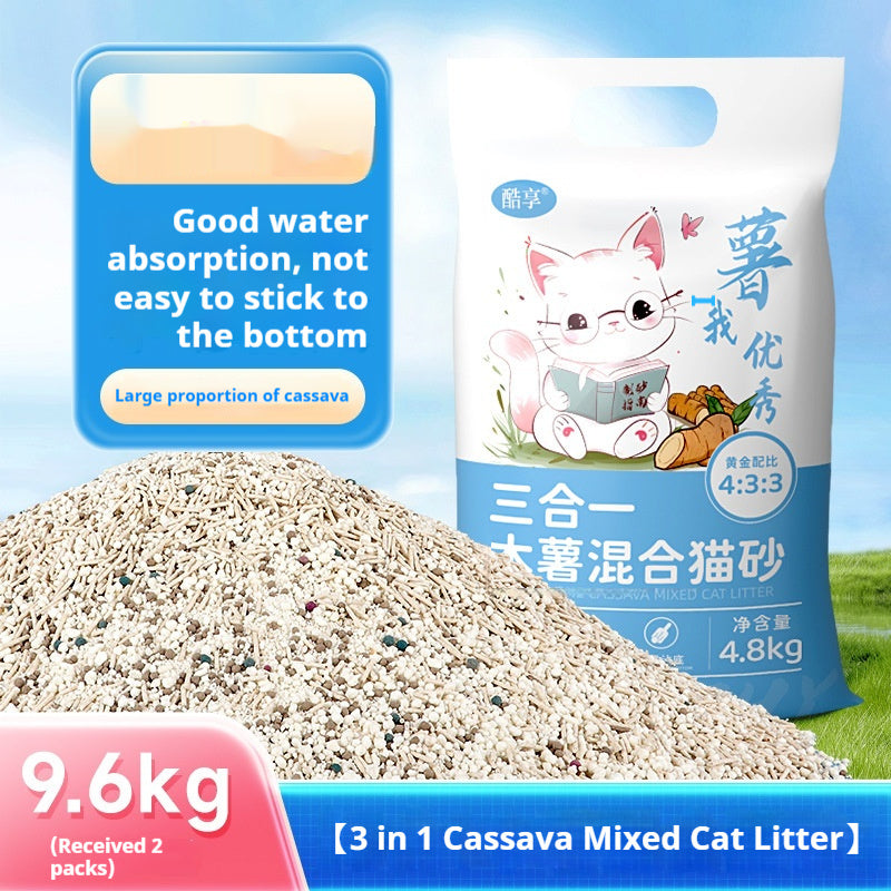 KFX-3780541 10kg Mixed Bitter Cassava Cat Litter - Dust-Free Tofu Bentonite for Odor Control