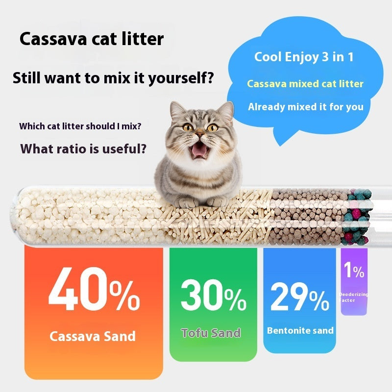 KFX-3780541 10kg Mixed Bitter Cassava Cat Litter - Dust-Free Tofu Bentonite for Odor Control