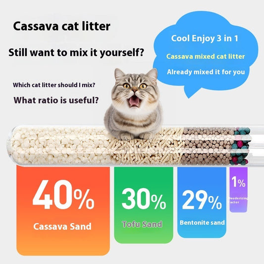 KFX-3780541 10kg Mixed Bitter Cassava Cat Litter - Dust-Free Tofu Bentonite for Odor Control