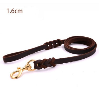 KFX-3784637 Durable Dark Brown Leather Dog Leash for Large Breeds - Multiple Sizes Available