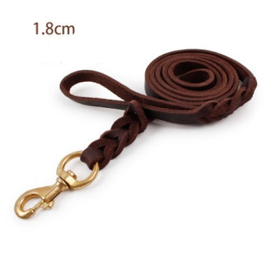 KFX-3784637 Durable Dark Brown Leather Dog Leash for Large Breeds - Multiple Sizes Available