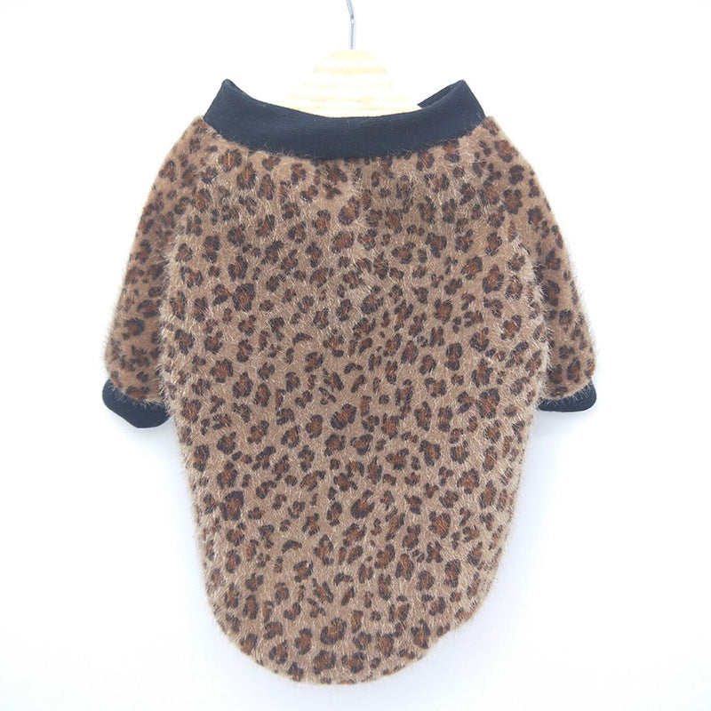 KFX-3785405 Autumn Blue Long-sleeved Leopard Print Puppy Coat for Dogs
