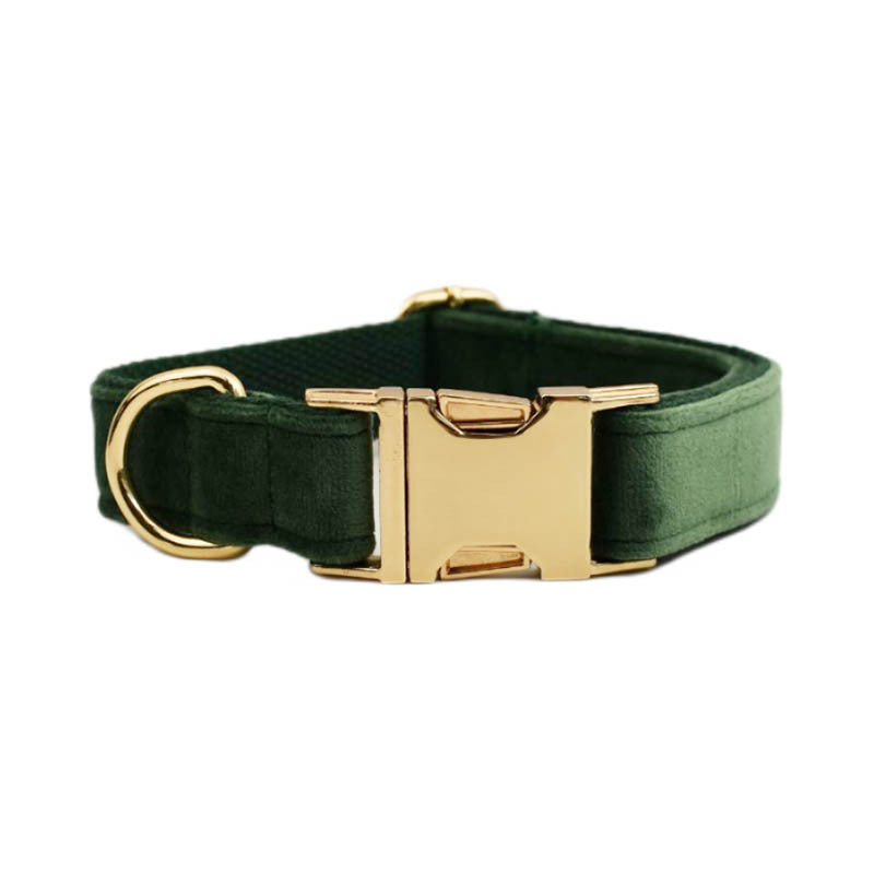 KFX-3786301 Soft Velvet Dog Collar with Accessories - Includes Dog Rope, Bow, Flower, Vest, and Poop Bag