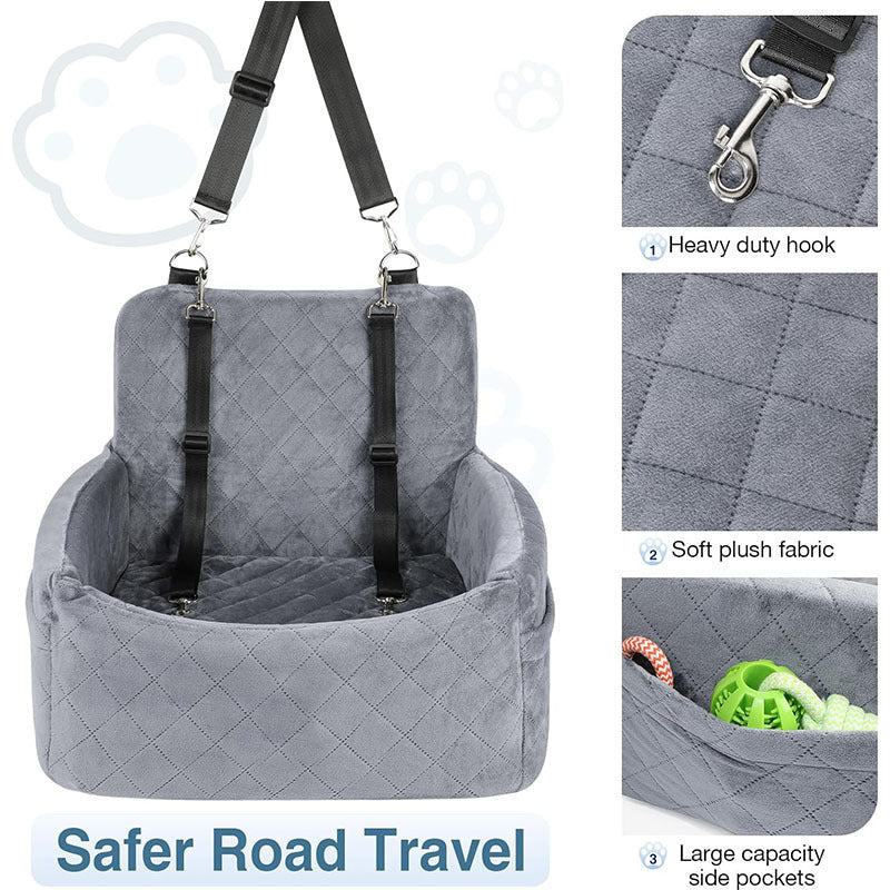 KFX-3786685 Dog Car Seat Safety Mat for Front and Rear Rows in Gray and Black, Holland Velvet Material, 48*48*13CM