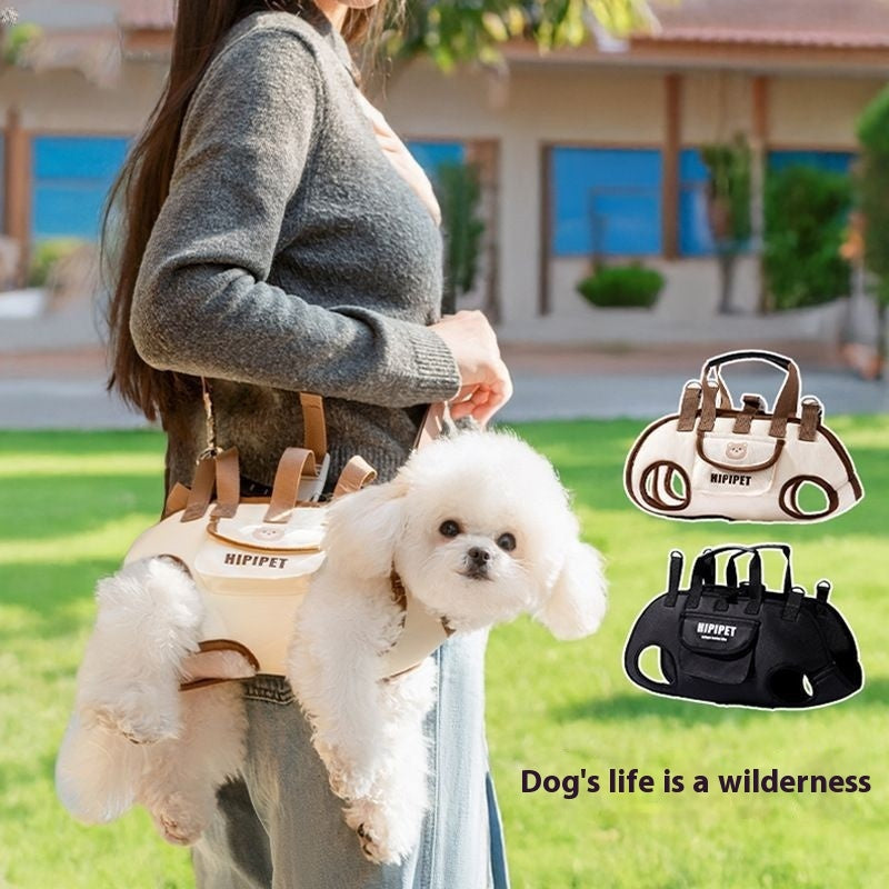 KFX-3787069 Portable Crossbody Handbag for Small Dogs and Cats - Genuine Leather - Lomi Brown and Leo Black Options Available