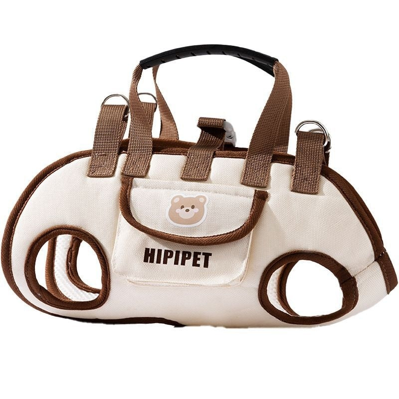 KFX-3787069 Portable Crossbody Handbag for Small Dogs and Cats - Genuine Leather - Lomi Brown and Leo Black Options Available
