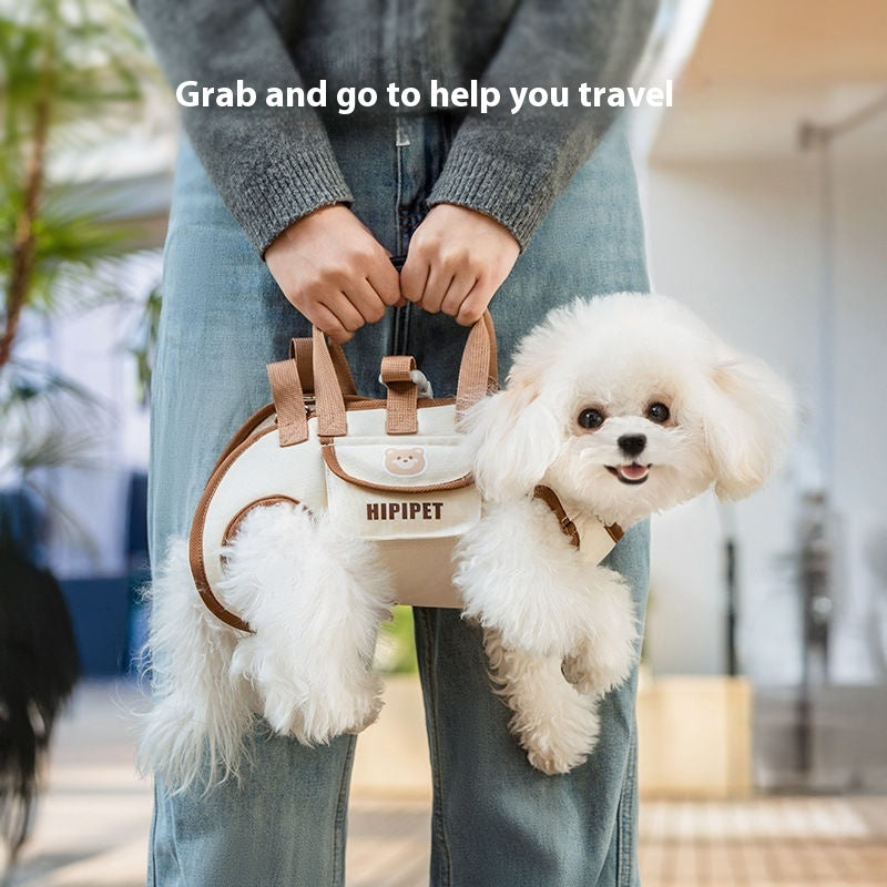 KFX-3787069 Portable Crossbody Handbag for Small Dogs and Cats - Genuine Leather - Lomi Brown and Leo Black Options Available