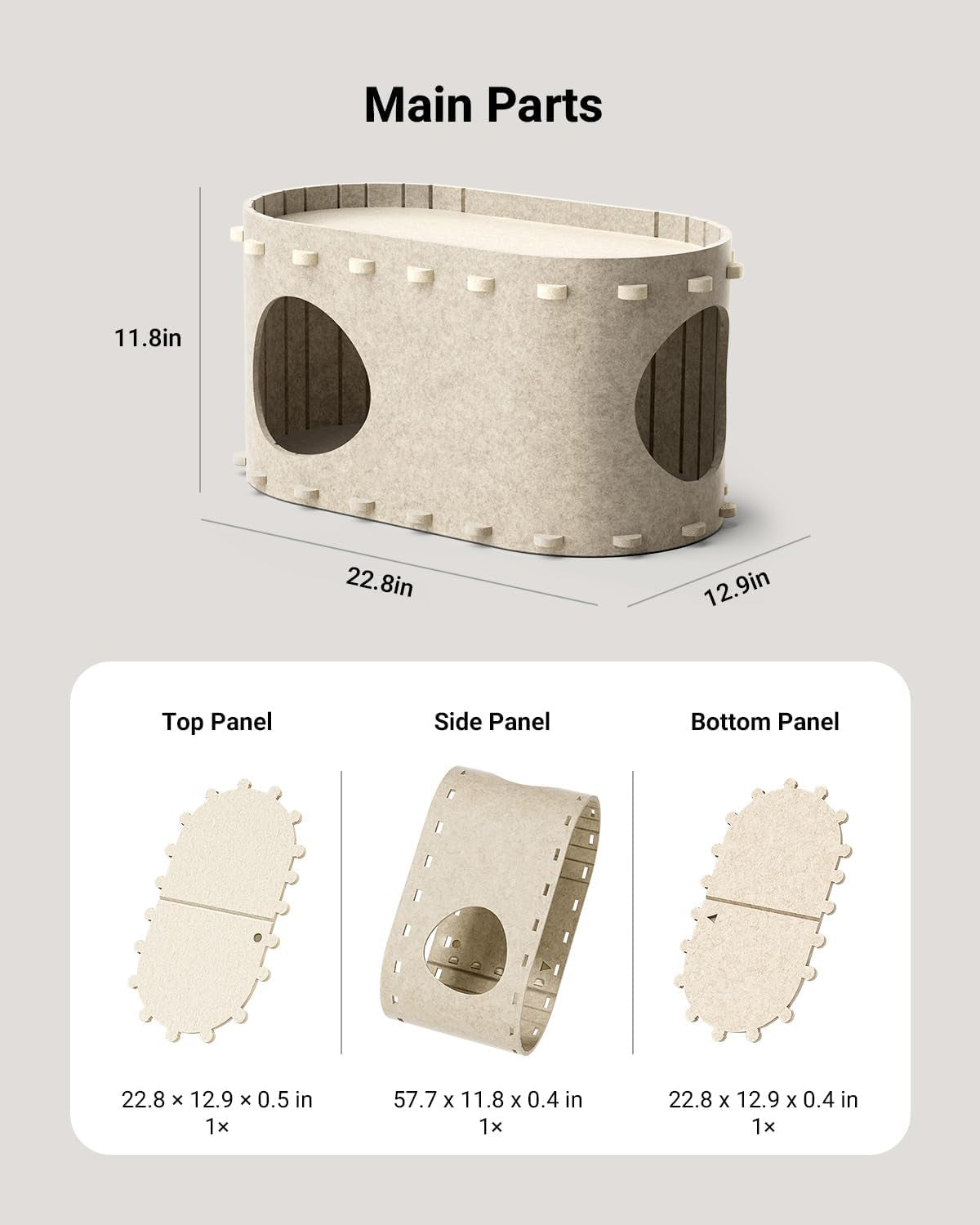 KFX-3788989 Cozy Indoor Cat Bed Cave with Foldable Design and Scratch-Resistant Tunnel