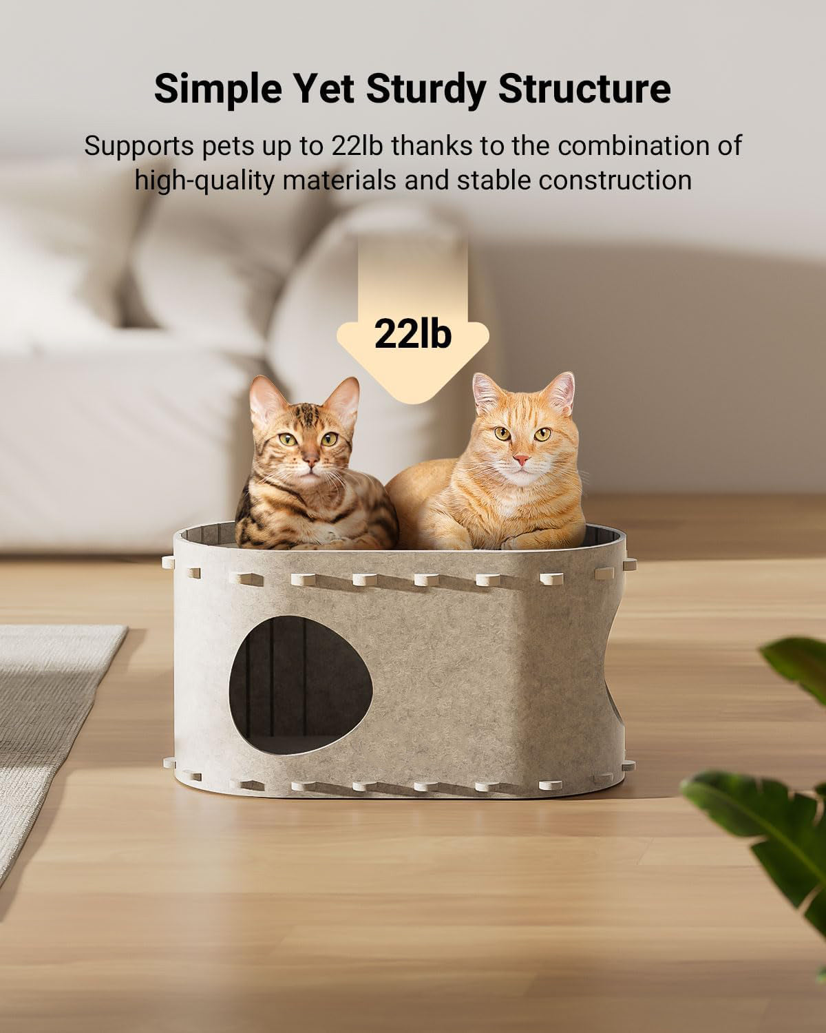 KFX-3788989 Cozy Indoor Cat Bed Cave with Foldable Design and Scratch-Resistant Tunnel