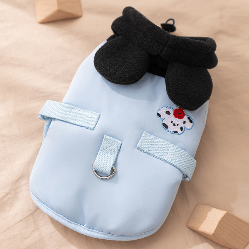 KFX-3789373 Dalmatian Ear Embroidered Hooded Cotton Coat for Small to Medium Dogs