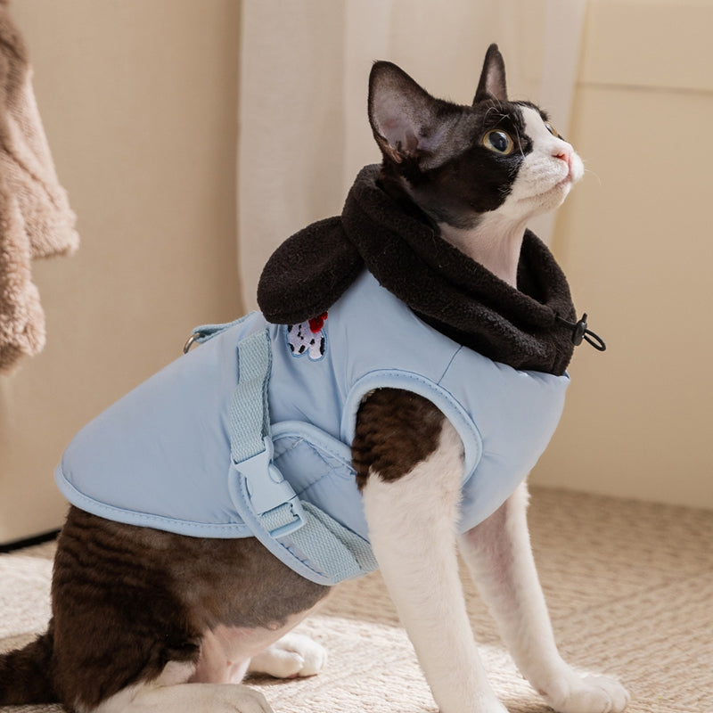 KFX-3789373 Dalmatian Ear Embroidered Hooded Cotton Coat for Small to Medium Dogs