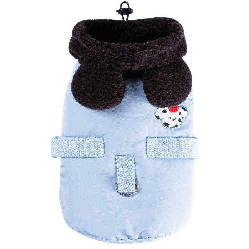 KFX-3789373 Dalmatian Ear Embroidered Hooded Cotton Coat for Small to Medium Dogs