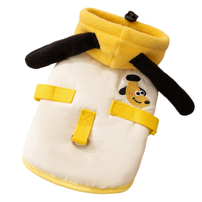 KFX-3789373 Dalmatian Ear Embroidered Hooded Cotton Coat for Small to Medium Dogs