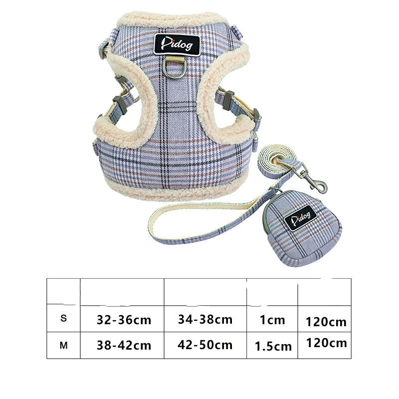 KFX-3789885 Stylish Vest-Style Chest Harness for Small Dogs - Teddy Chihuahua, Available in Rose Red, Blue, Gray