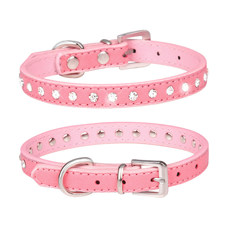 KFX-3792573 Diamond Rhinestone Pet Collar - Soft Microfiber Dog Accessory