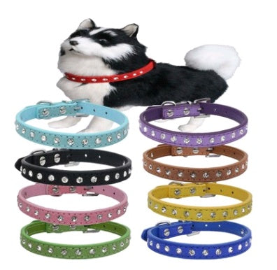 KFX-3792573 Diamond Rhinestone Pet Collar - Soft Microfiber Dog Accessory