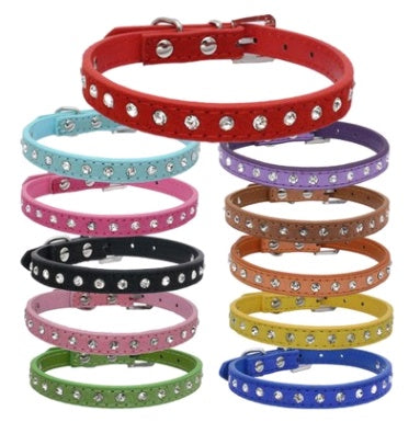 KFX-3792573 Diamond Rhinestone Pet Collar - Soft Microfiber Dog Accessory