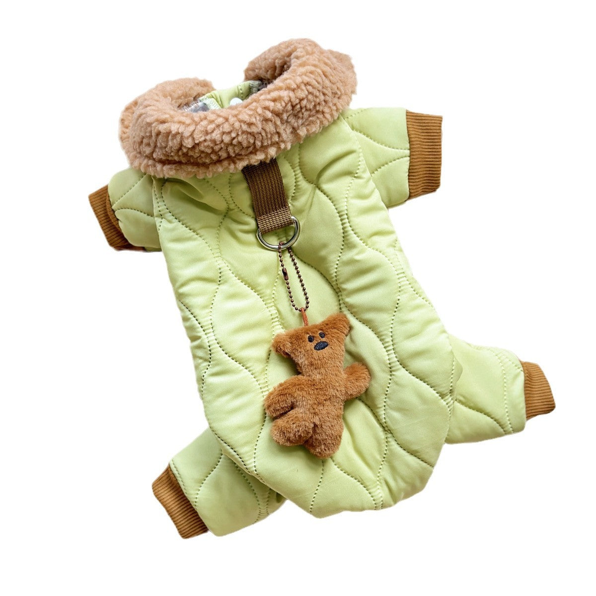 KFX-3795133 Light Green Extra Thick Band Pet Clothing with Toy Bear Pendant - Available in Multiple Sizes