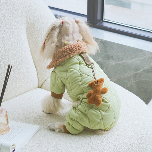 KFX-3795133 Light Green Extra Thick Band Pet Clothing with Toy Bear Pendant - Available in Multiple Sizes
