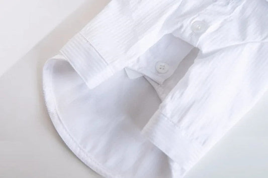 KFX-3796157 Formal Autumn and Winter Shirt for Pets – White Cloth Attire for Dogs and Cats in Various Sizes