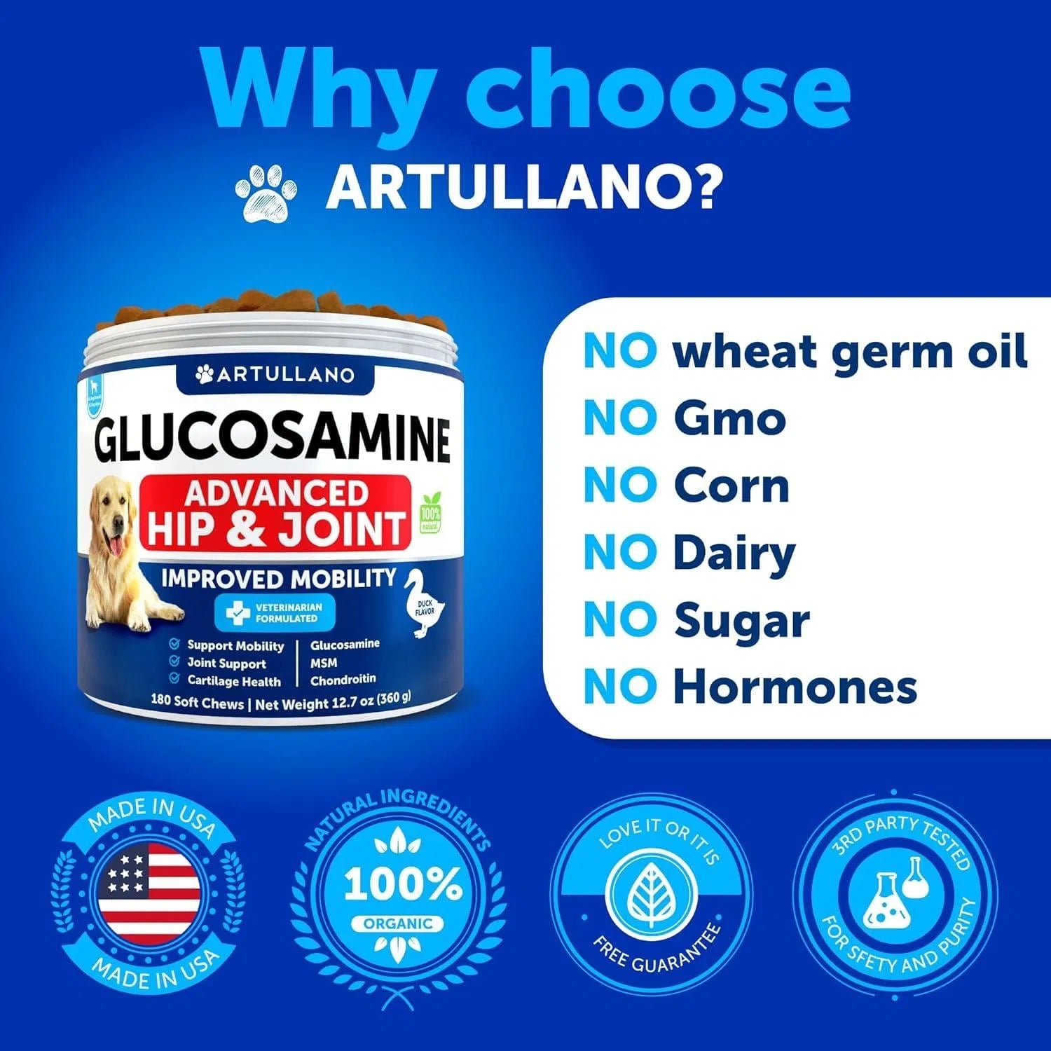 KFX-3796413 Glucosamine Chews for Dogs with Chondroitin and Hemp Oil for Joint Support, 120 Soft Treats